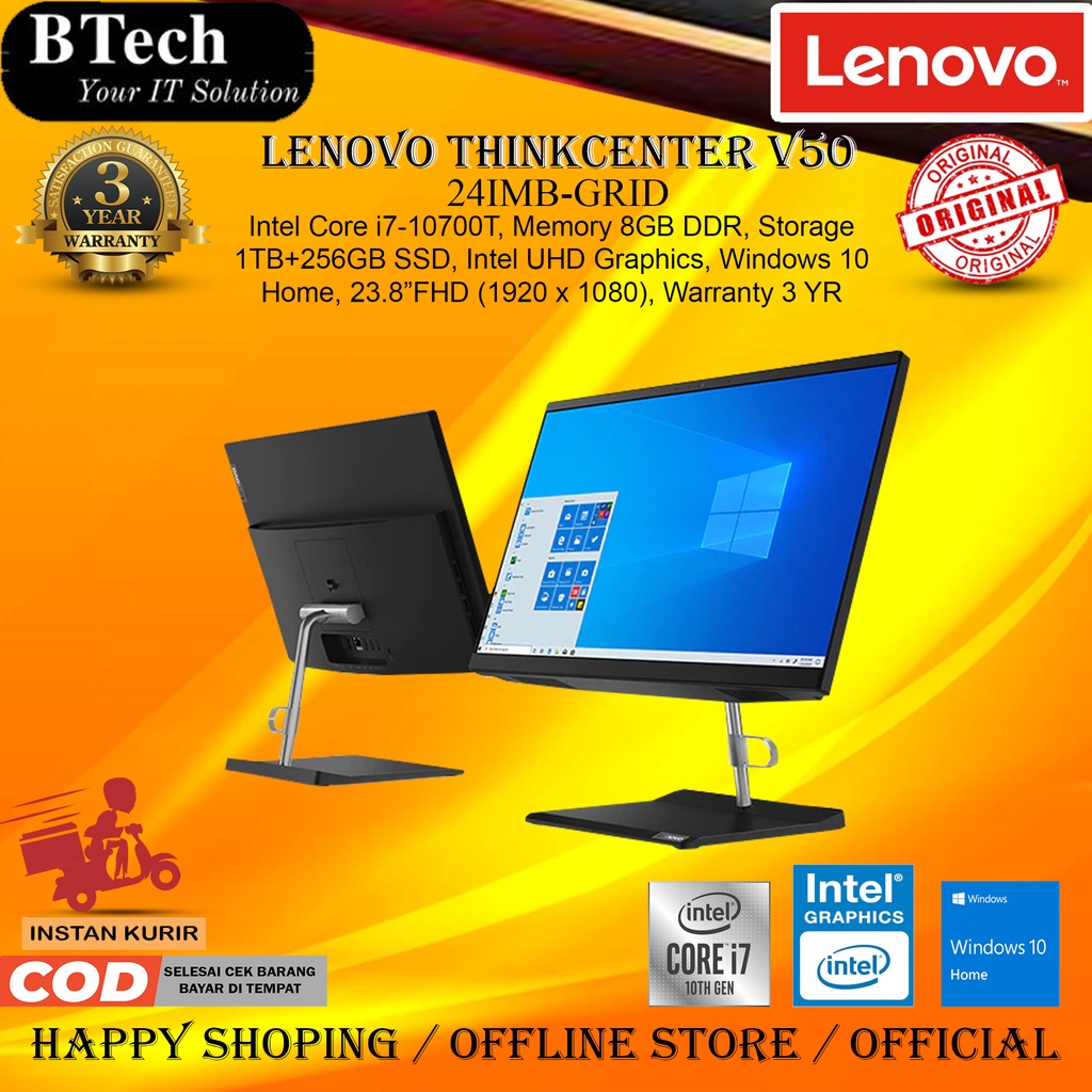 Lenovo Thinkcenter V50 GRID Core i7-10700T 8GB 1TB+256GB SSD W10H