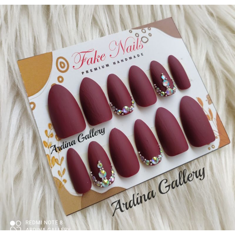 KUKU PALSU// FAKE NAILS //KUKU NAIL ART/ KUKU MAROON DOVE MURAH/ KUKU PALSU WEDDING DOVE FREE LEM/KUKU PALSU MATTE CANTIK