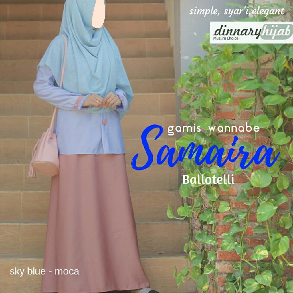 Gamis stelan sky blue-mocca / mocca-sky blue