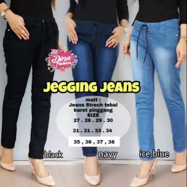 Celana jeans wanita pinggang kolor jeging jeans leging jeans