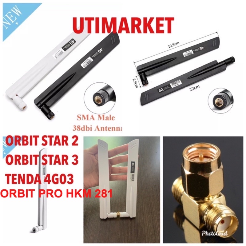 antena modem router orbit star 2 star 3 high gain 38dbi 700-2700mhz home router huawei sma male