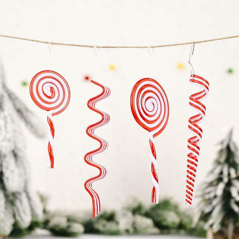 1Pc Plastic Lollipop Cane Ornaments For Xmas Home Decor