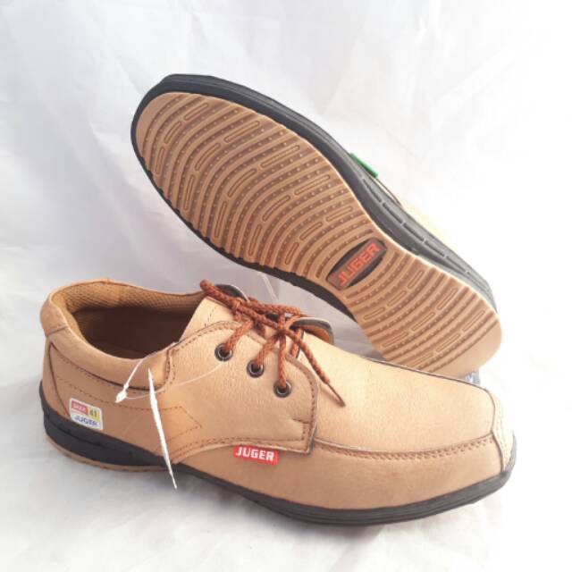 Sepatu casual semi pantofel kulit asli juger mocca