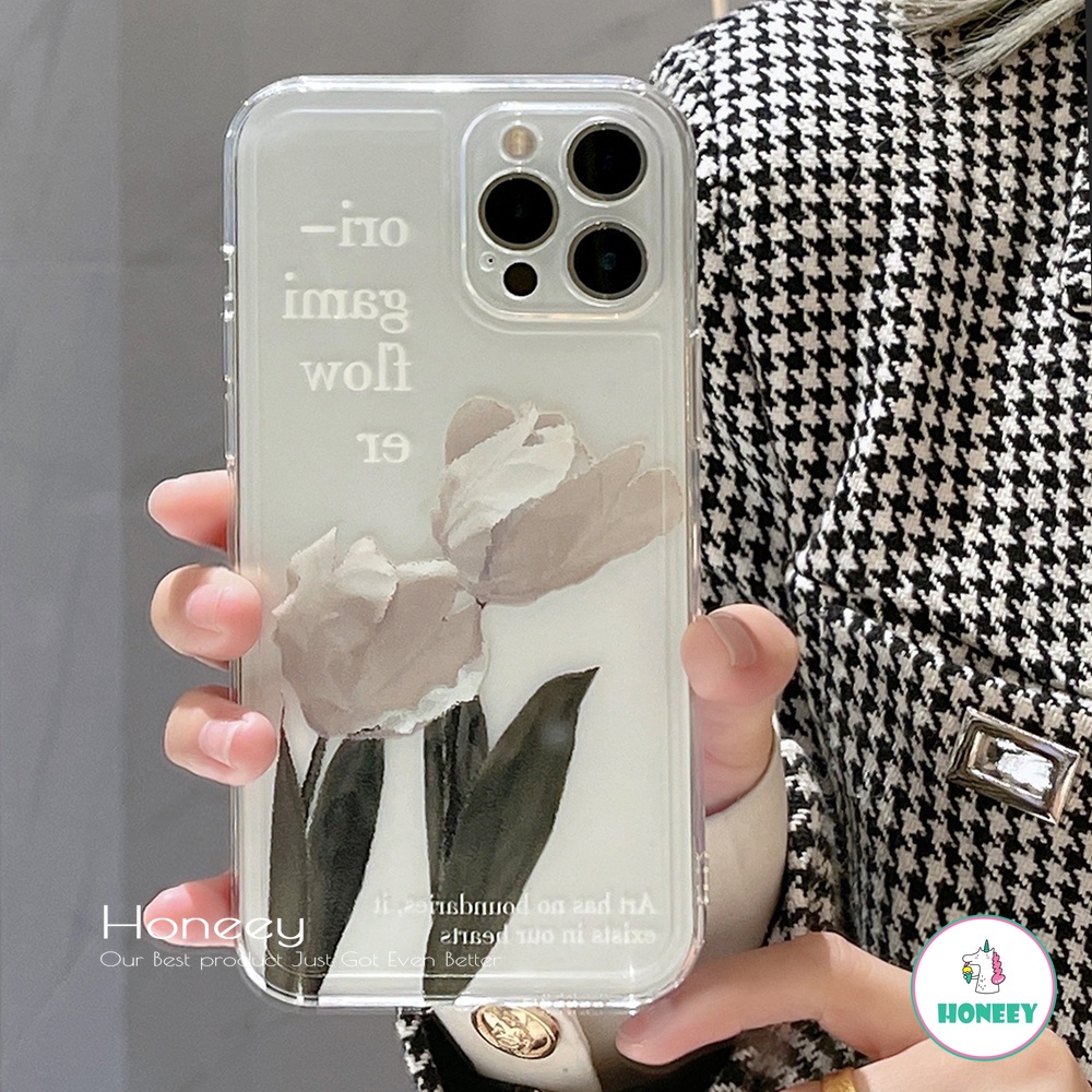 Soft Case Bahan TPU Motif Bunga Warna Putih Untuk IPhone 14 13 12 11 Pro Max X XR 8 7 Plus