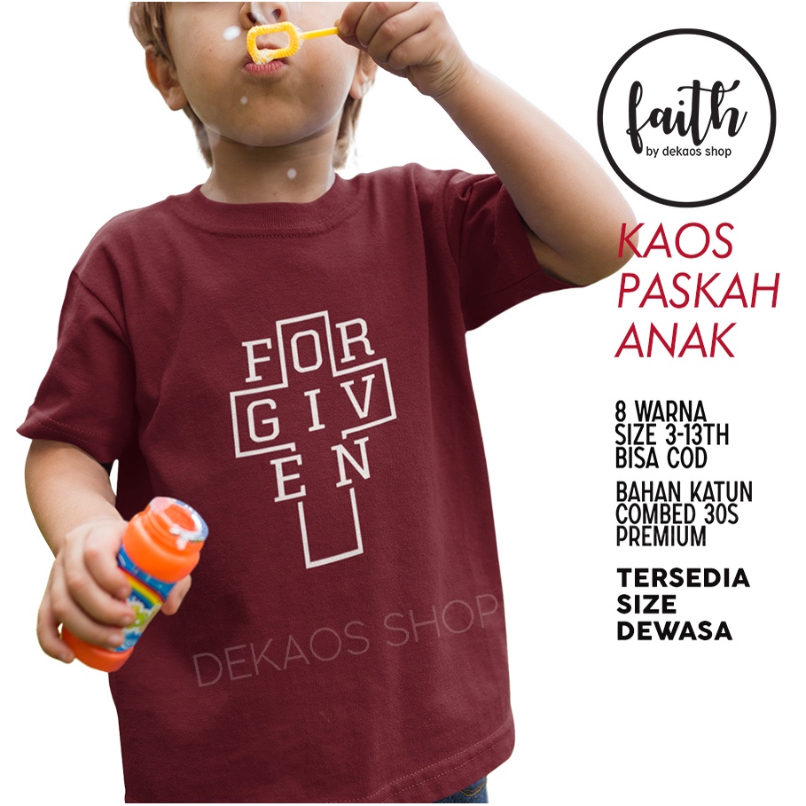 KAOS PASKAH ANAK / KAOS ROHANI ANAK /KAOS ROHANI KRISTEN / KAOS PASKAH KELUARGA / BAJU ROHANI ANAK /