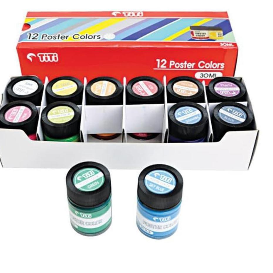 Terbaru!! Cat Lukis Poster Paint Set Botol 12 Warna Titi Poc-10Ml-12