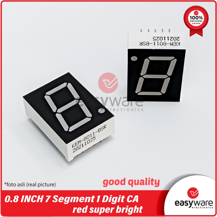 7 Segment 0.8 INCH CA Super Bright KEM Original LED SEVEN SEGMENT