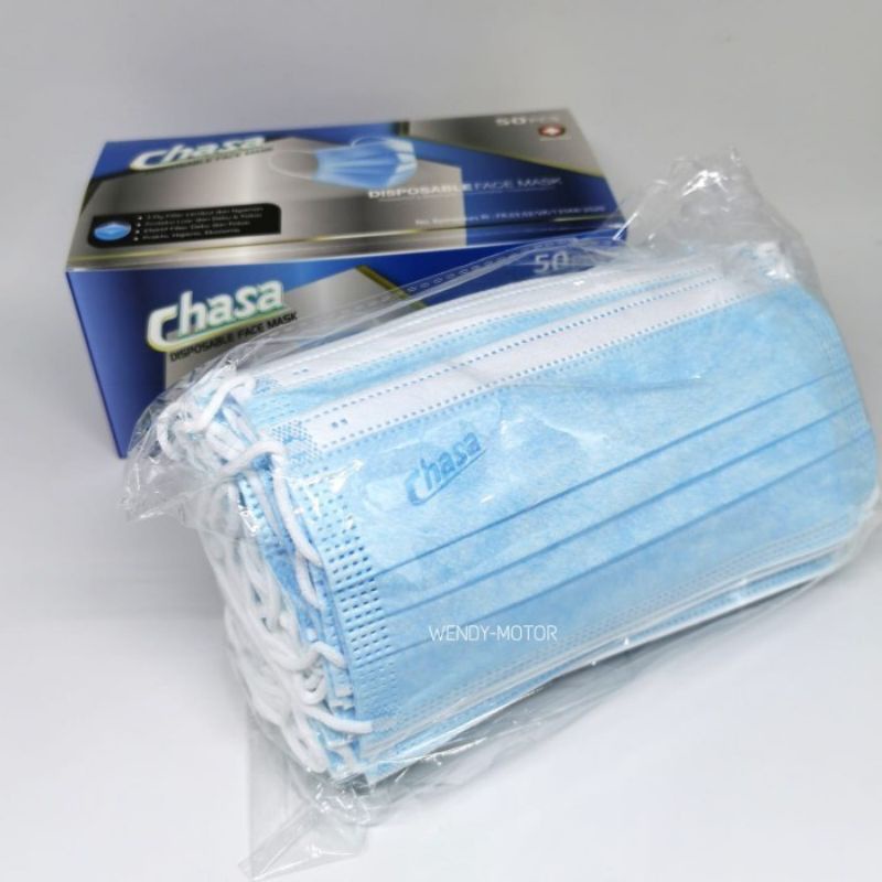 Masker 3ply Chasa isi 50 Pcs/embos Earloop Kemenkes Daily Face Mask