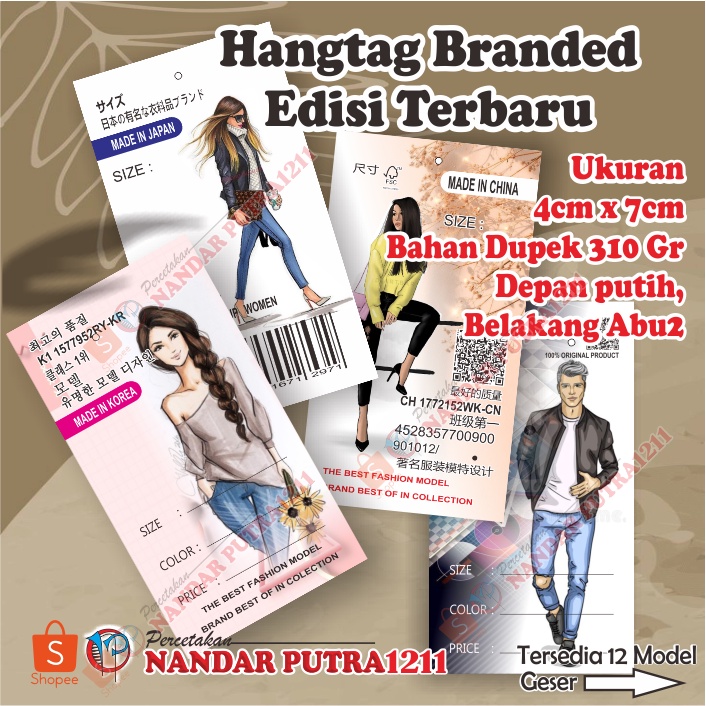 

(100 Pcs) Label Hangtag Baju Import Warna/Hangtag Barcode/Hangtag Price/Hangtag Jeans
