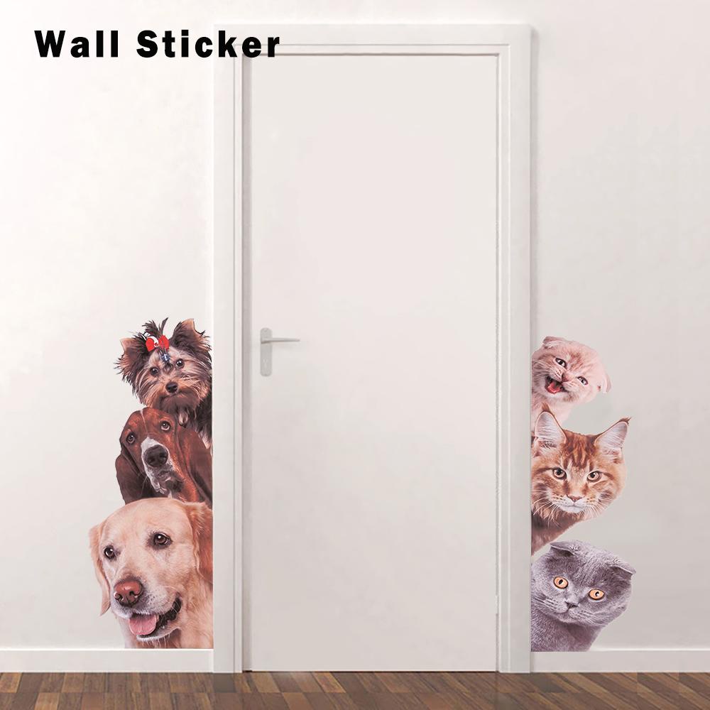 Solighter 1PCS Stiker Dinding Cat Wall Art Dekorasi Pintu Kulkas Hiasan Wallpaper