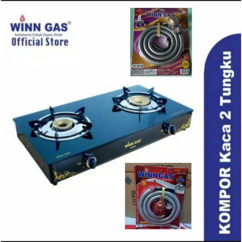 Winn Gas ,  W 399   ,  Win Gas . Kompor Gas 2 tungku Kaca