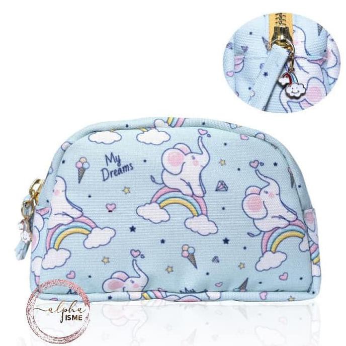 

Super Alphaisme Mint Dreamy Elephant Pouch Tempat Pensil Kosmetik Dgn Charm P0N