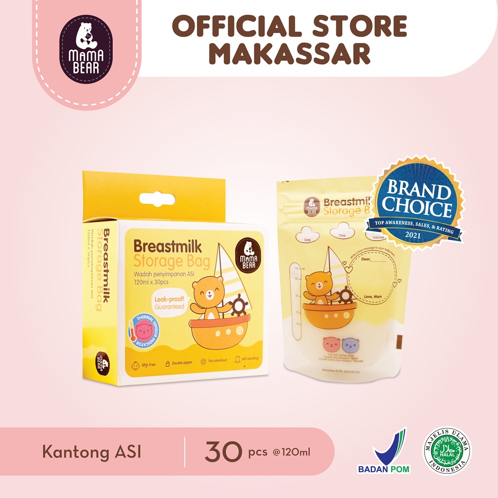 MamaBear Kantong ASI 120 ml 30 pcs breast milk storage bag Mama Bear