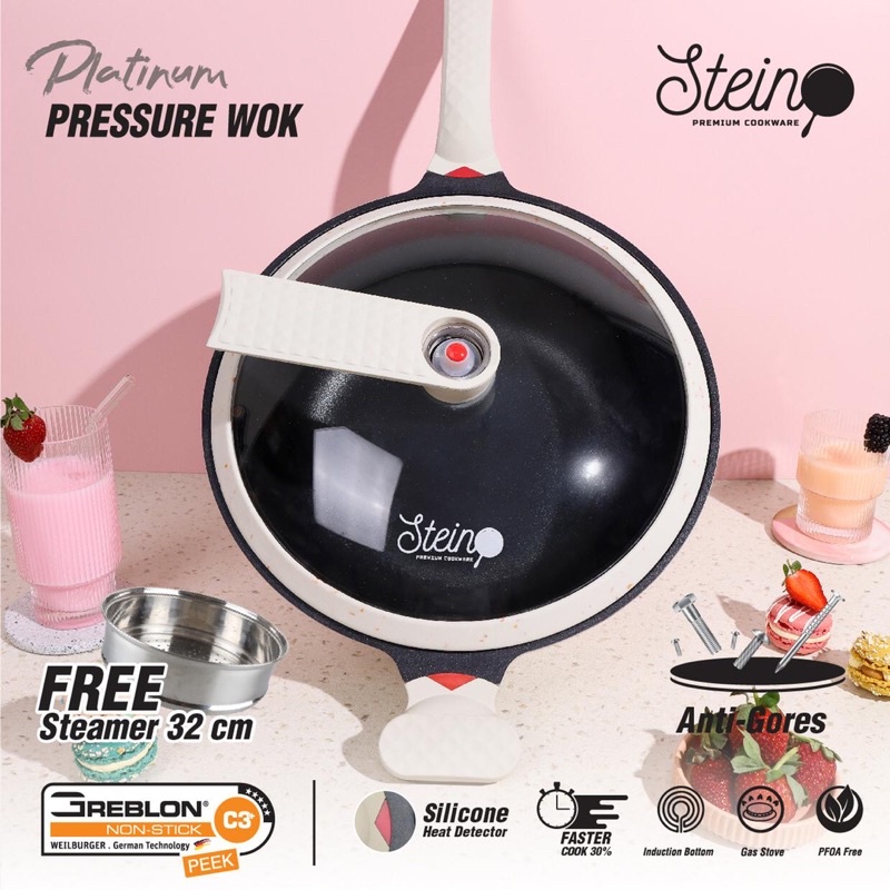 Stein Cookware Wok Platinum Pressure Cooker Anti Baret