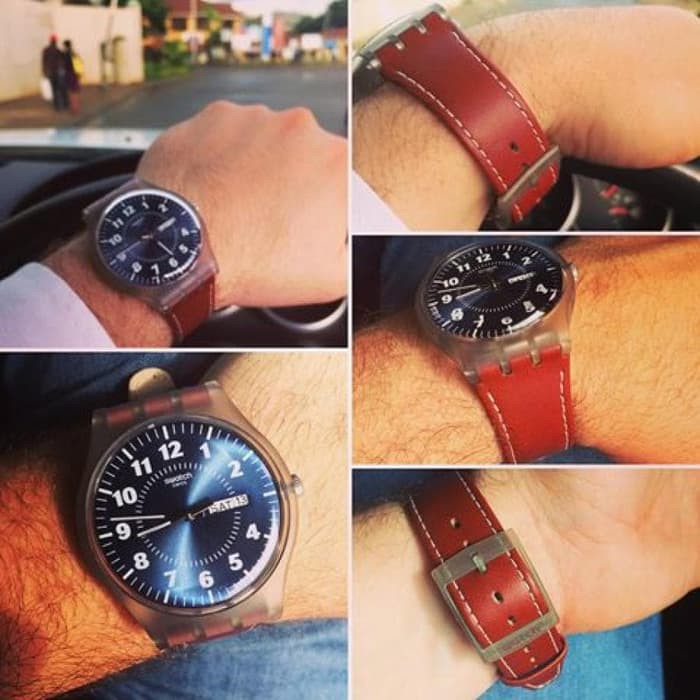 Swatch SUOK709 Original  Jam Tangan Unisex Pria Wanita Tali Kulit