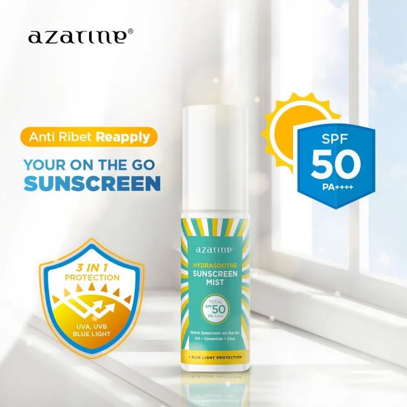AZARINE Aqua Essence Sun Shield Serum SPF 50 PA+++ &amp; Hydrasoothe Sunscreen Gel SPF45+++ tabir surya/ sunscreen mist/ hydramax sunscreen serum/ tone up mineral sunscreen/ SUNSCREEN WAJAH GEL SPF 45-50 PA +++