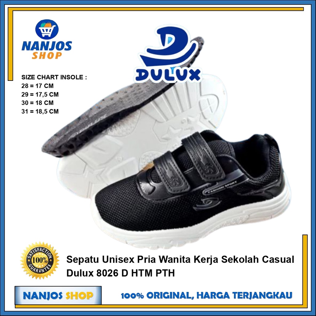 Sepatu Unisex Pria Wanita Kerja Kantor Casual Sekolah Sd-Sma Dulux 8026 D Hitam Putih