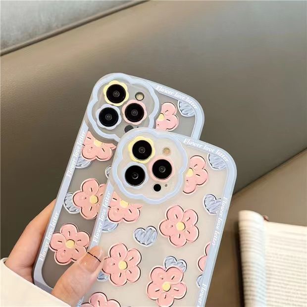 Soft Case Silikon TPU Transparan Motif Bunga Untuk iPhone 12 13 7 8 Plus X XS XR 11 Pro Max