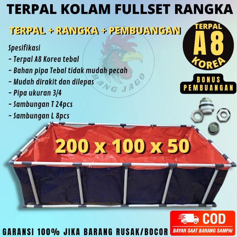 Jual Kolam Terpal Fullset Minimalis Kolam Ikan Terpal Full Set Rangka Kerangka A Ukuran X X