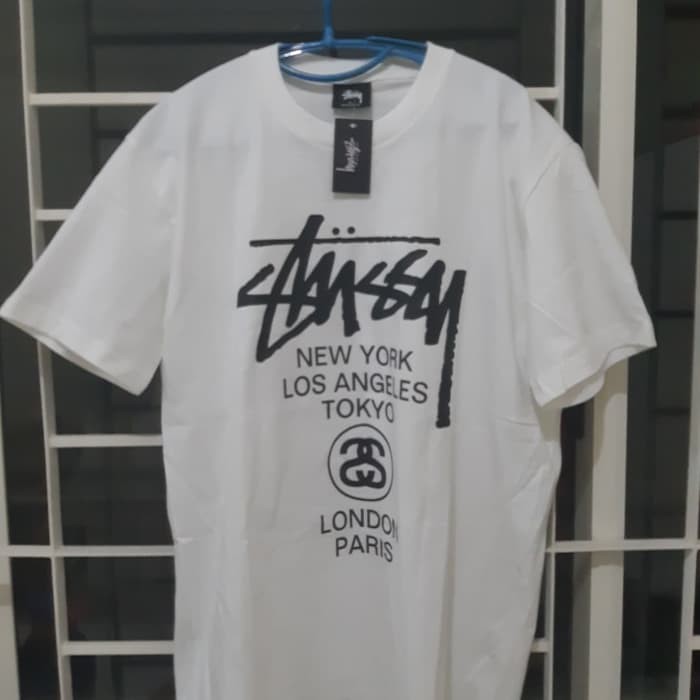 Terlaris Stussy World Tour Tee White ORIGINAL
