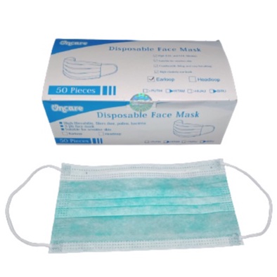 MASKER 3 PLY HIJAU DISPOSABLE (50PCS) 3 PLY EARLOP SURGICAL