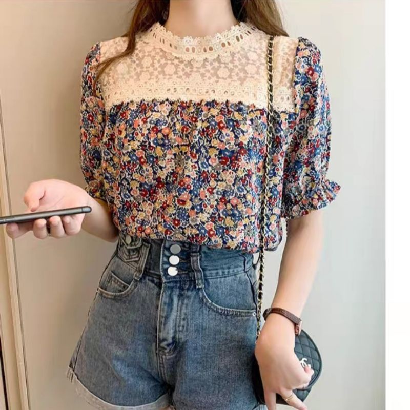 MDLV ~  2477# Ottavia Floral Top Atasan Blouse Korea Import