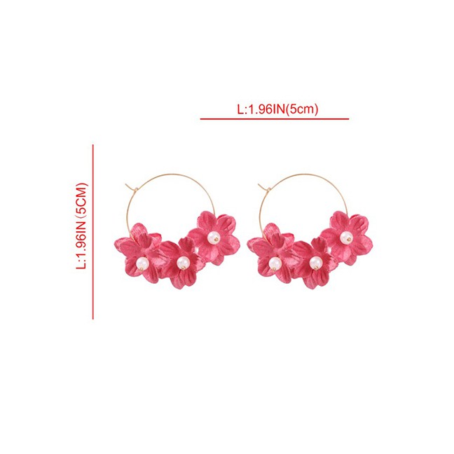 LRC Anting Tusuk Fashion Alloy Pearl Non-woven Flower Earrings D16753