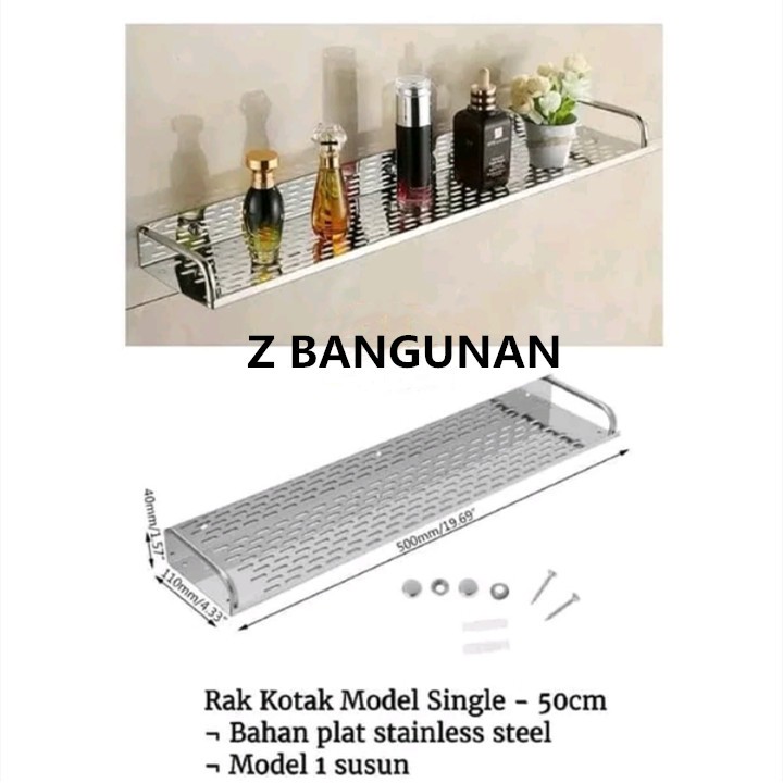 Rak Kotak Single 50cm Dan 40cm / Rak Kamar Mandi / Tempat Sabun Sampo/Stainles