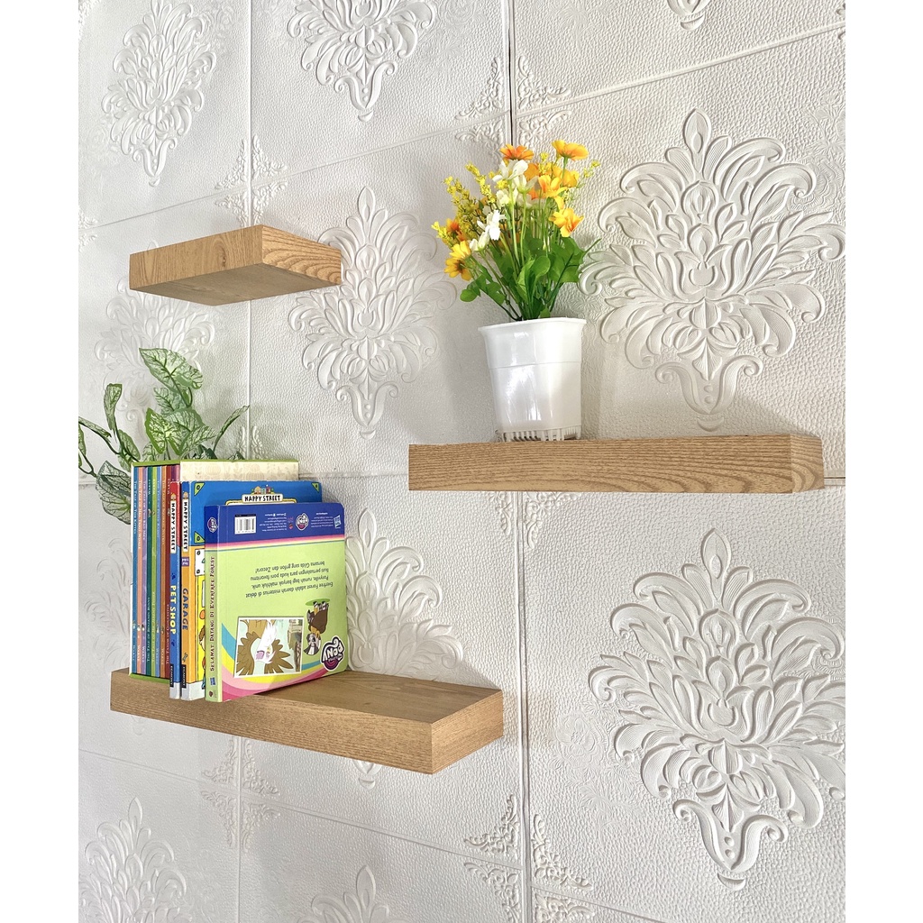Rak Ambalan Rak Gantung Hiasan Dinding Serat Kayu Set Wall Floating Shelf Minimalis
