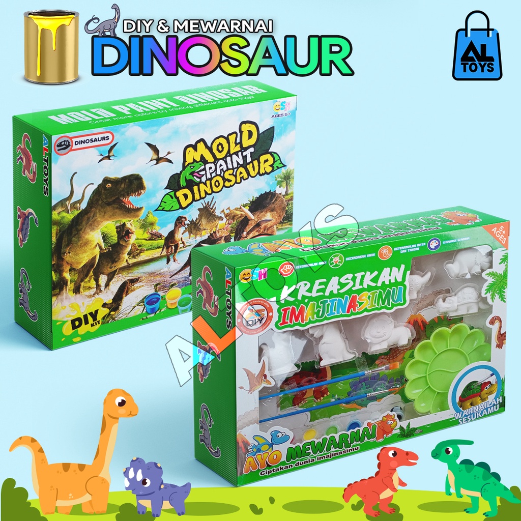 Mainan Edukasi Anak Belajar Mewarnai Hewan &amp; Dinosaur Coloring Edu Toys