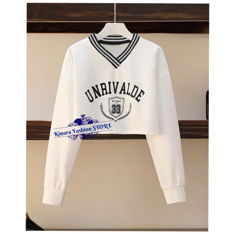 UNRIVALDE CROOPE - Vneck Oblong Sweater Oversize - Sweater Crop Wanita  Terbaru Fashion Terkini Korean Style