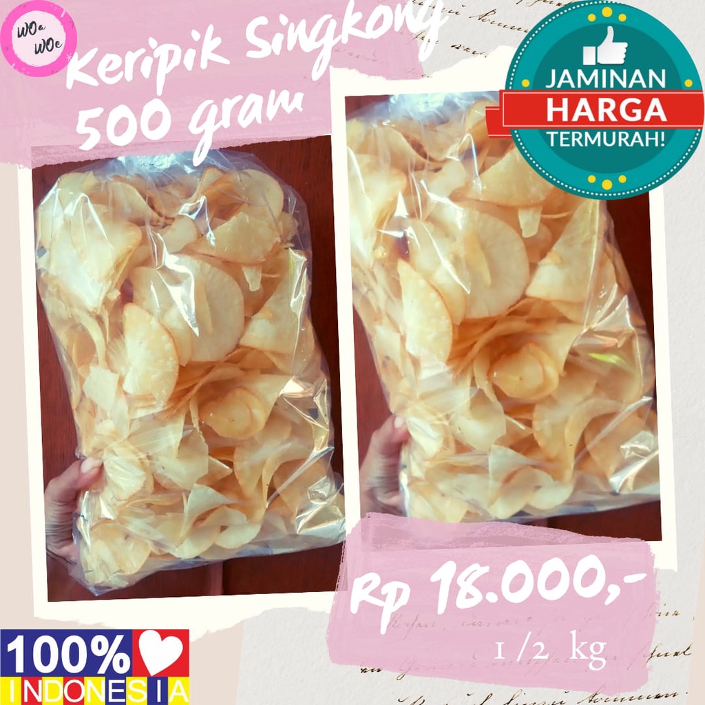 

Keripik Singkong Rasa Original Asin Woa Woe 500 gram setengah kilo Potongan Tipis Murah Meriah Makanan Lokal Indonesia Oleh-Oleh Khas Bogor Jakarta Enak Snack Kiloan Murah Kecimpring Jadul