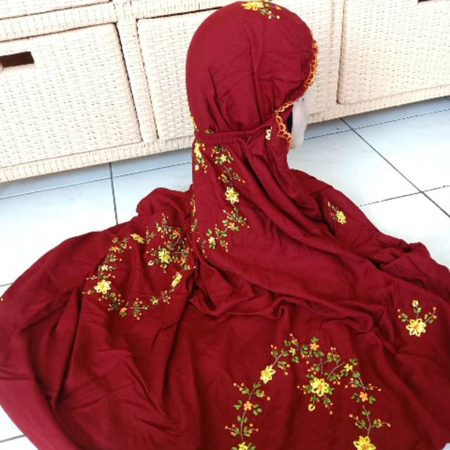 Mukena Terusan Rayon Linen Sulam Pita