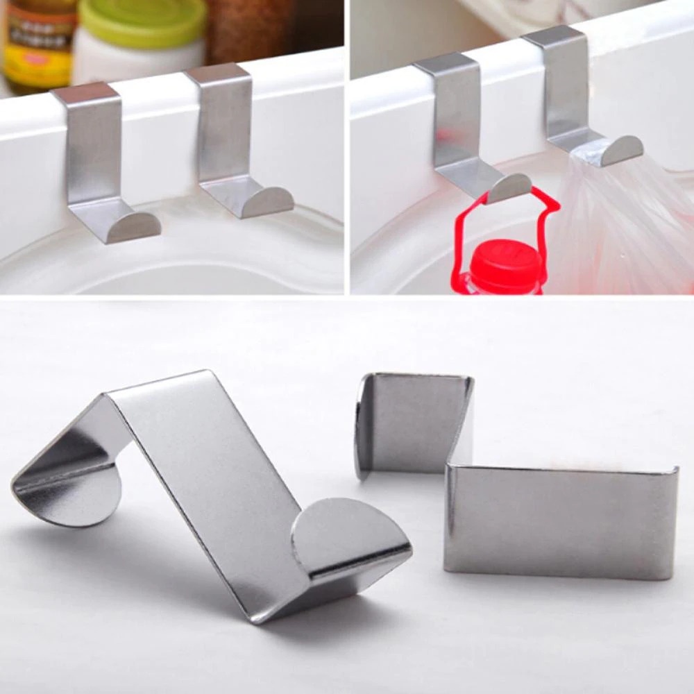 Gantungan Pintu Lemari Cantolan Tambahan Pengait Kait Kuat Serbaguna Tas Jaket Baju Celana Peralatan Dapur Lap Tangan Handuk Hook Cabinet Door Hanger Stainless Steel