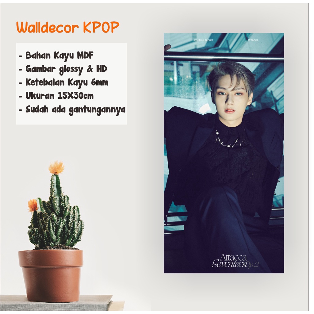 WALLDECOR SEVENTEEN JUN ATTACCA UKURAN 15X30 CM WALL DECOR POSTER KAYU HIASAN DINDING KPOP