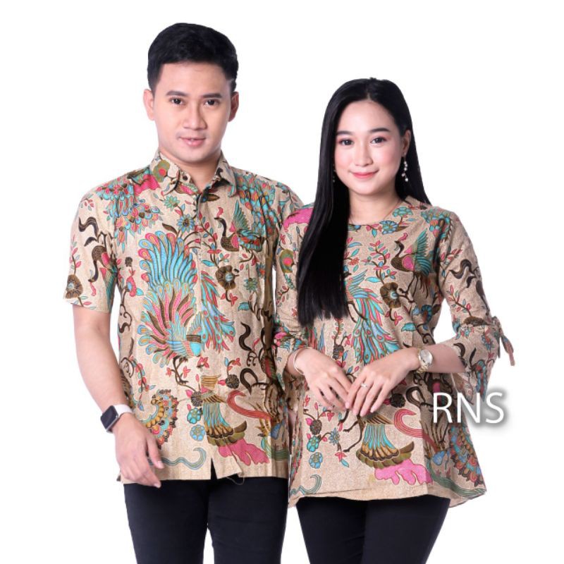 Batik Couple Keluarga Sania Ruffle Ori Ndoro Jowi Dnt Sogan Motif Merak Tosca