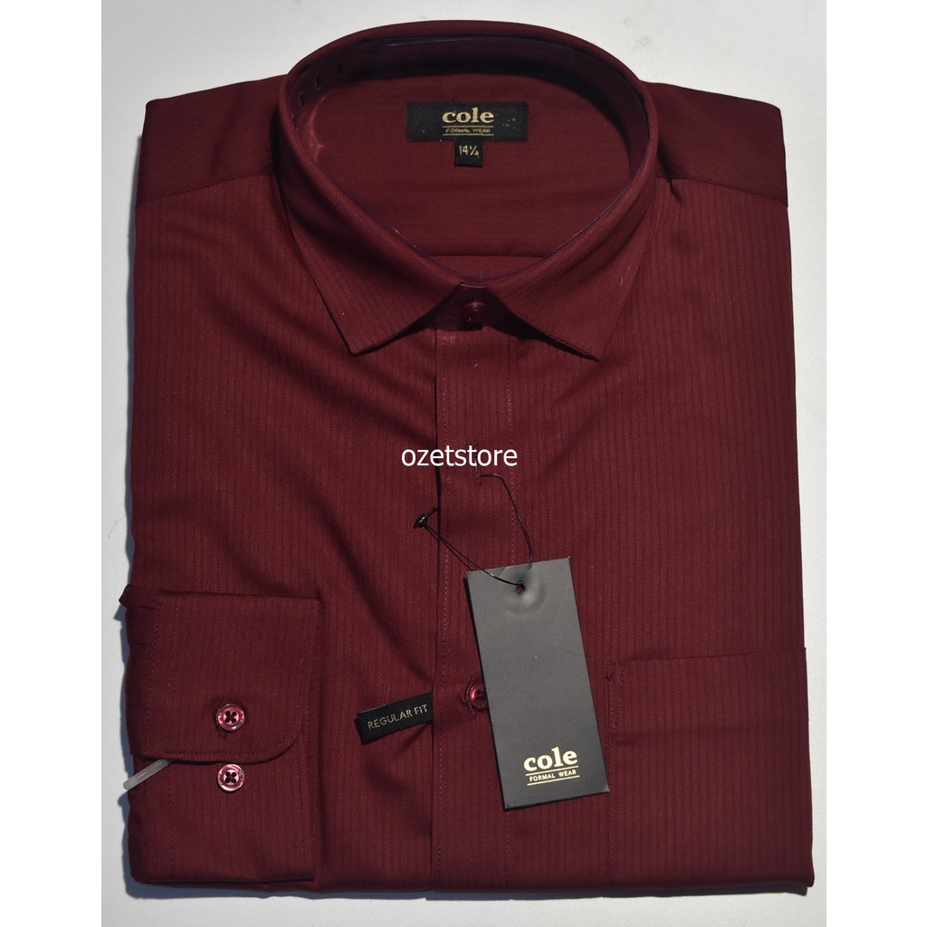 Kemeja Pria Formal Lengan Panjang COLE Marun Reguler KCR110