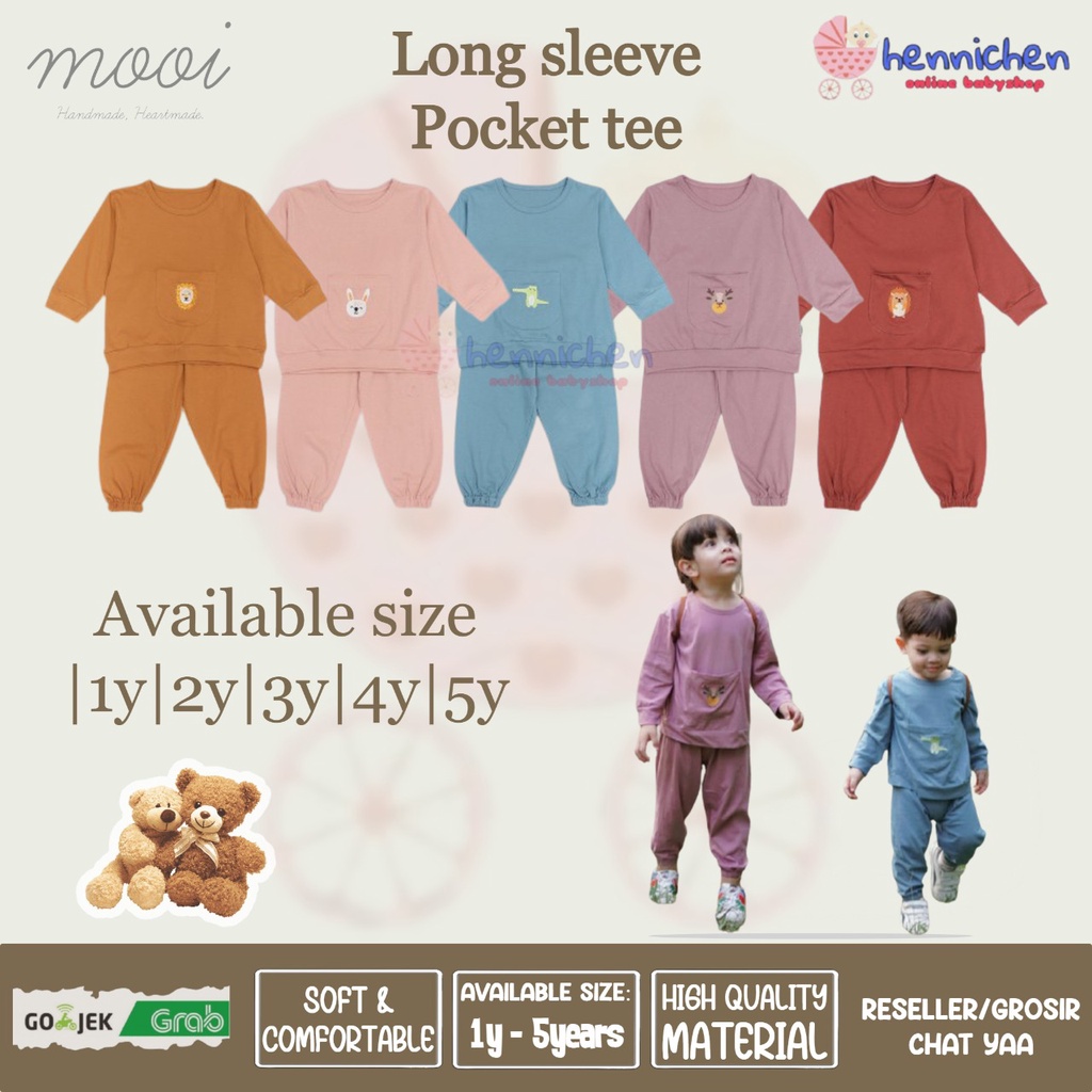 PROMO 7.7 PROMO BAJU LEBARAN MURAH MOOI LONGSLEEVE POCKET SET SETELAN PANJANG KANTONG ANAK 1-5 TAHUN