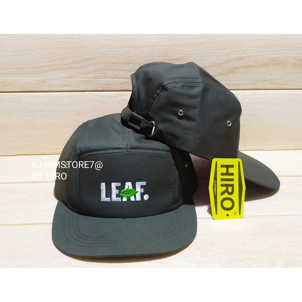 (COD)Topi Snapback Hip-Hop Bordir LEAF New Model/Topi Lima Panel Berkualitas/Topi Distro Terlaris