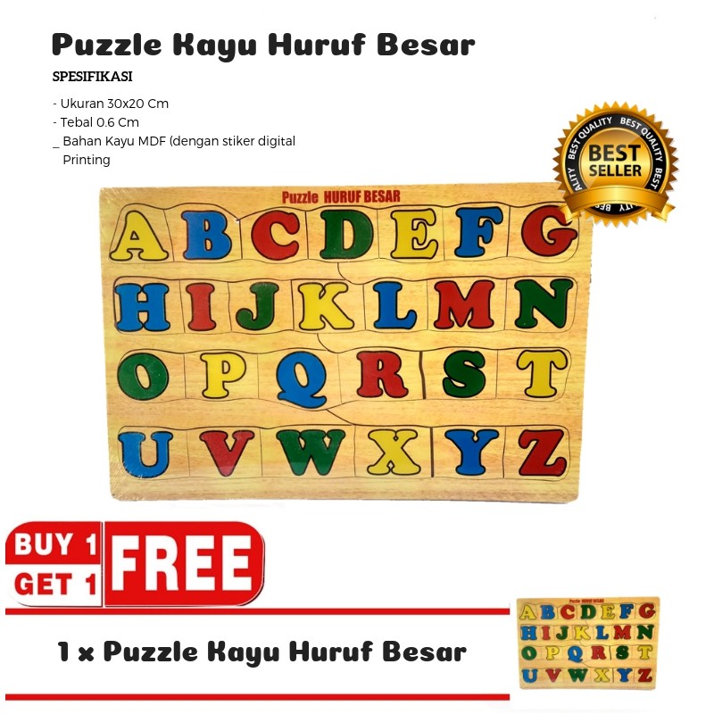 Mainan Kayu Pintar Buy 1 Get 1 Puzzle Kayu Huruf Besar / Puzzle Kayu Huruf Besar