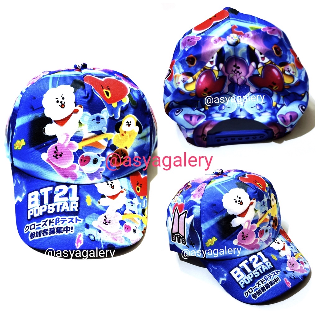 TOPI ANAK BTS FULL PRINT/TOPI KARAKTER BTS ANAK MURAH/TOPI BTS ANAK/TOPI BT21