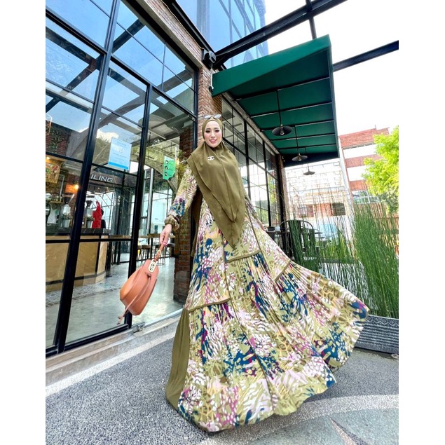 Home dress Zarina 3 series set bergo original brand by Glamz