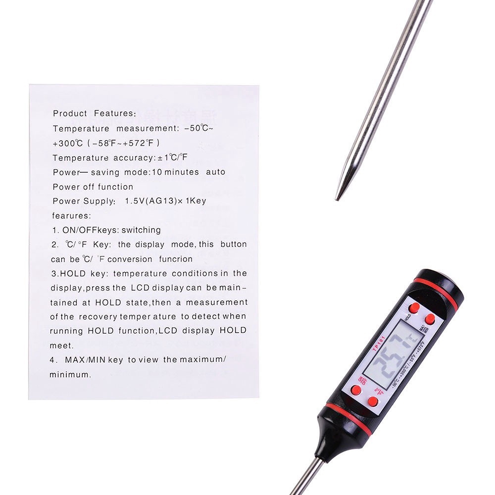 1pc Termometer Digital LCD Bahan Stainless Steel Untuk Memasak Barbecue