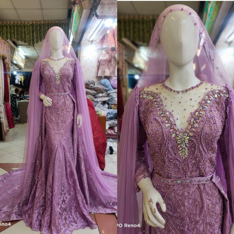 SALE GAUN SLIM MEWAH BEREKOR//GAUN WEDDING TERMURAH AKAR TRIDI