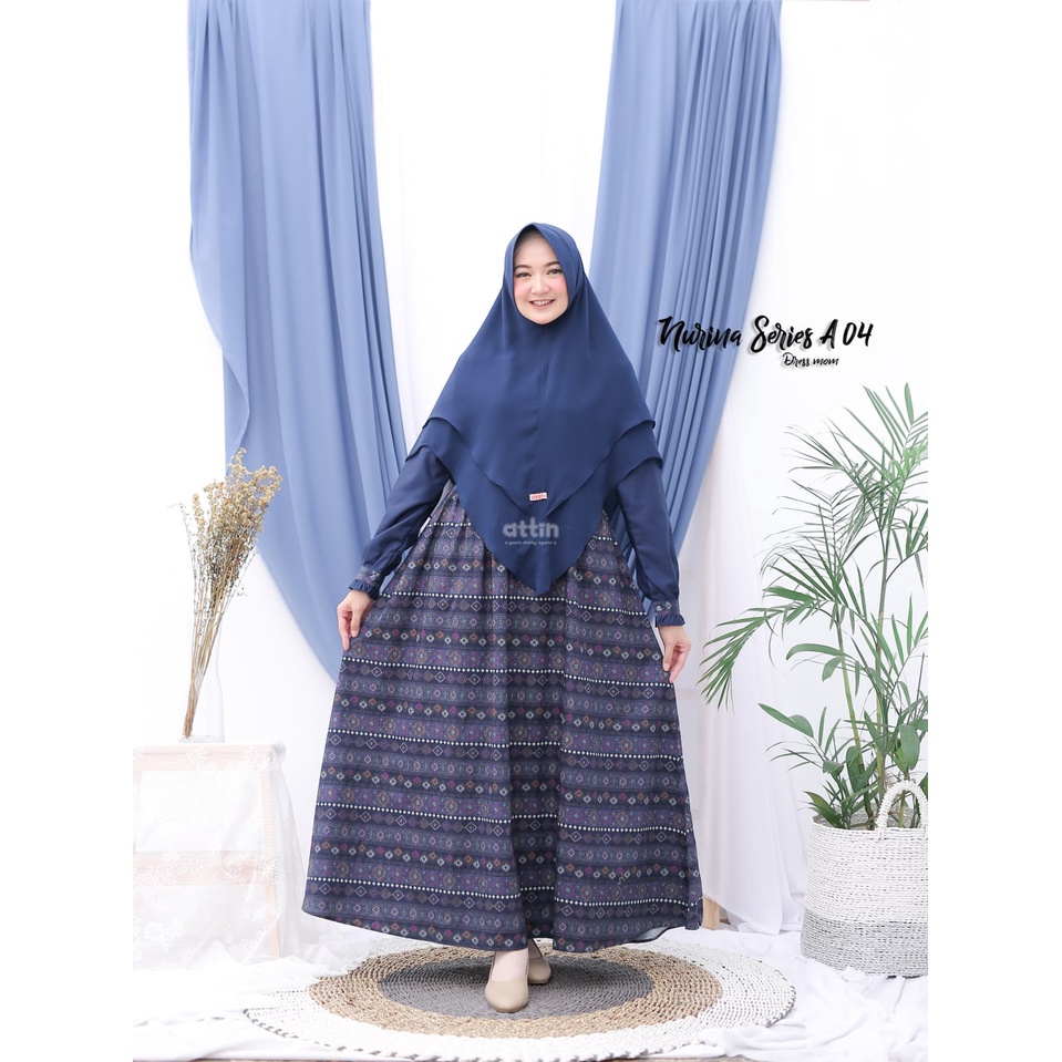 Nurina Dress By Attin Gamis Wanita Dewasa Muslimah Syari Terbaru Bahan Katun Toyobo Original By atti