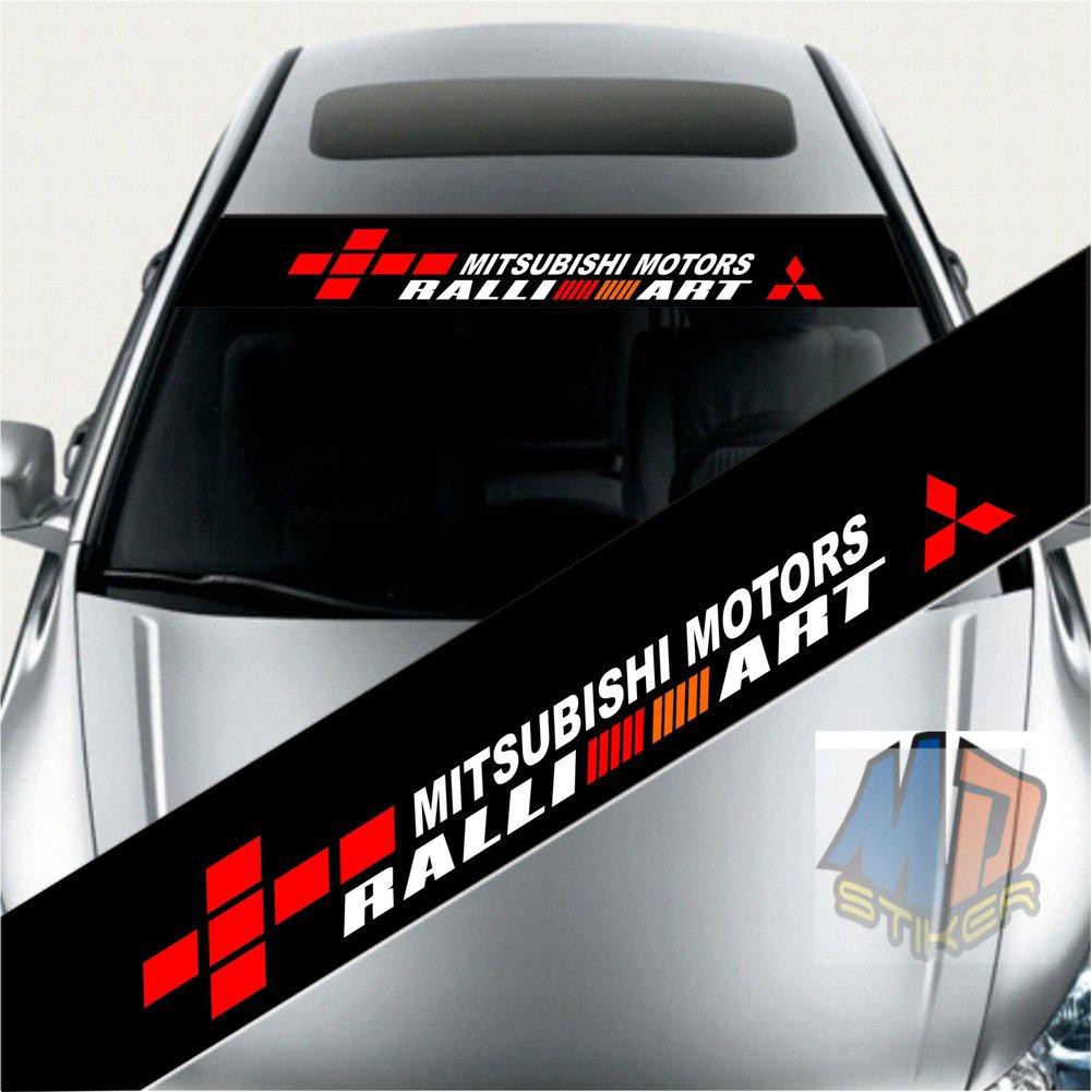  STIKER  CUTTING MOBIL  MITSUBISHI MOTOR RALLIART KACA  DEPAN 