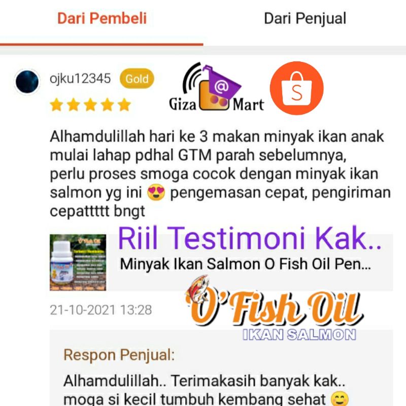 Minyak Ikan O Fish Oil Ikan Salmon Penambah Nafsu Makan, Mencerdaskan, dan Menguatkan Imun Anak