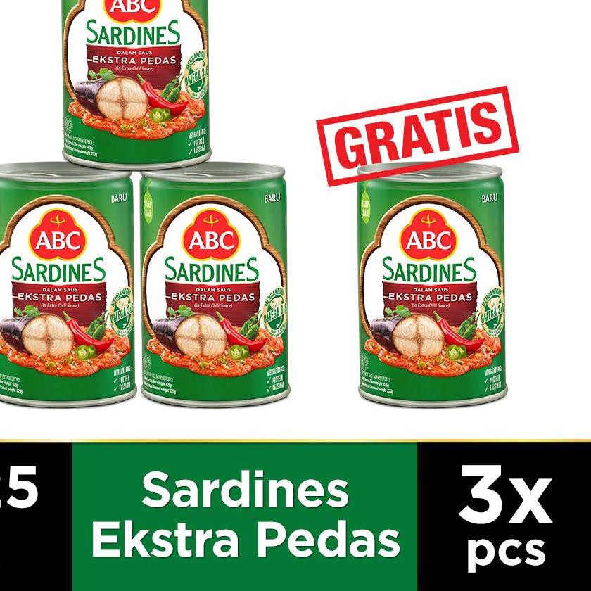 

HOT SALE!! KODE-770 ABC Sarden Saus Extra Pedas 425 g - Buy 3 pcs Get 1 pcs Free