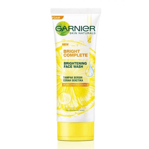 Facial FOAM / SCRUB Garnier Light BRIGHT Complete White Cleanser 100ml / 50ml - Facial Wash Kuning Pembersih Sabun Pencuci Cuci Wajah Muka Pemcuci