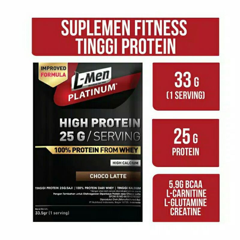 L-MEN PLATINUM ECER SACHET | SUPLEMEN FITNESS HIGH PROTEIN
